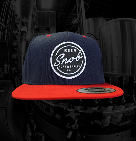 Beer Snob Snap Back Hat (Navy & Red)