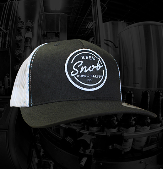 Beer Snob Snap Back Trucker Hat (Black w/ White Mesh)