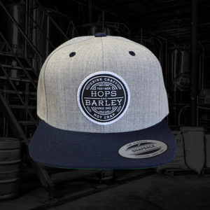 Drink Craft Not Crap Snap Back Hat (Heather Gray & Navy) Background